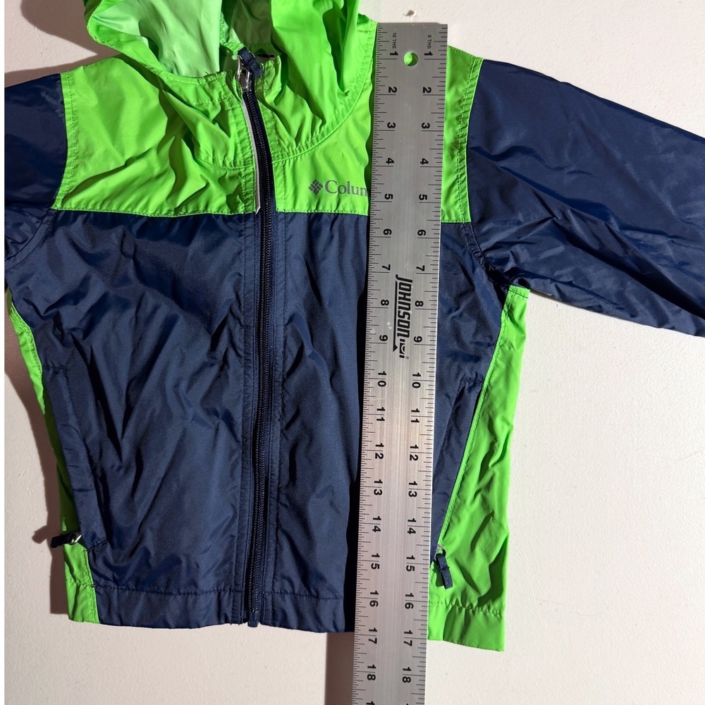 Columbia Boys XXS 4/5 Lightweight Windbreaker Jacket Blue Green Hooded Gorpcore - Picture 4 of 8
